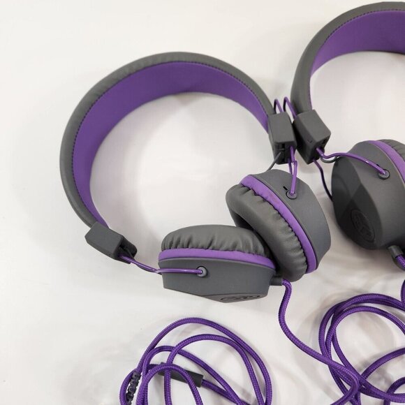 JLab Audio JBuddies Over Ear Headphones Purple Gray Lot of 4 TESTED WORKING - Picture 5 of 11